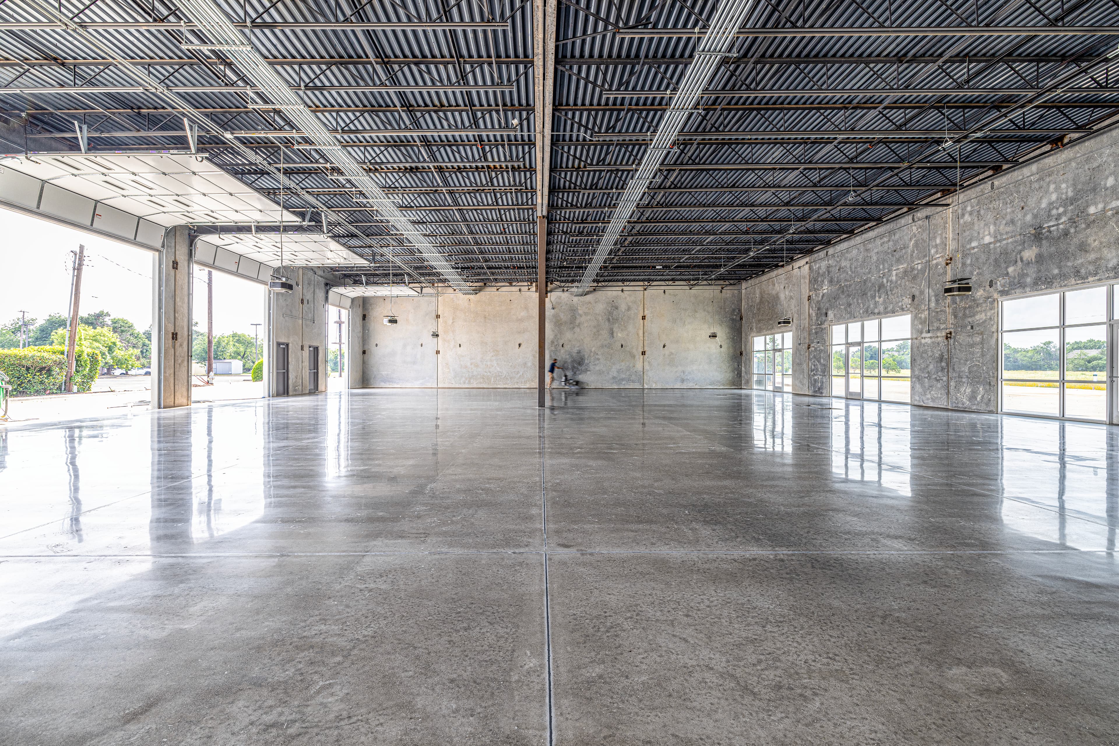Polished industrial concrete floor